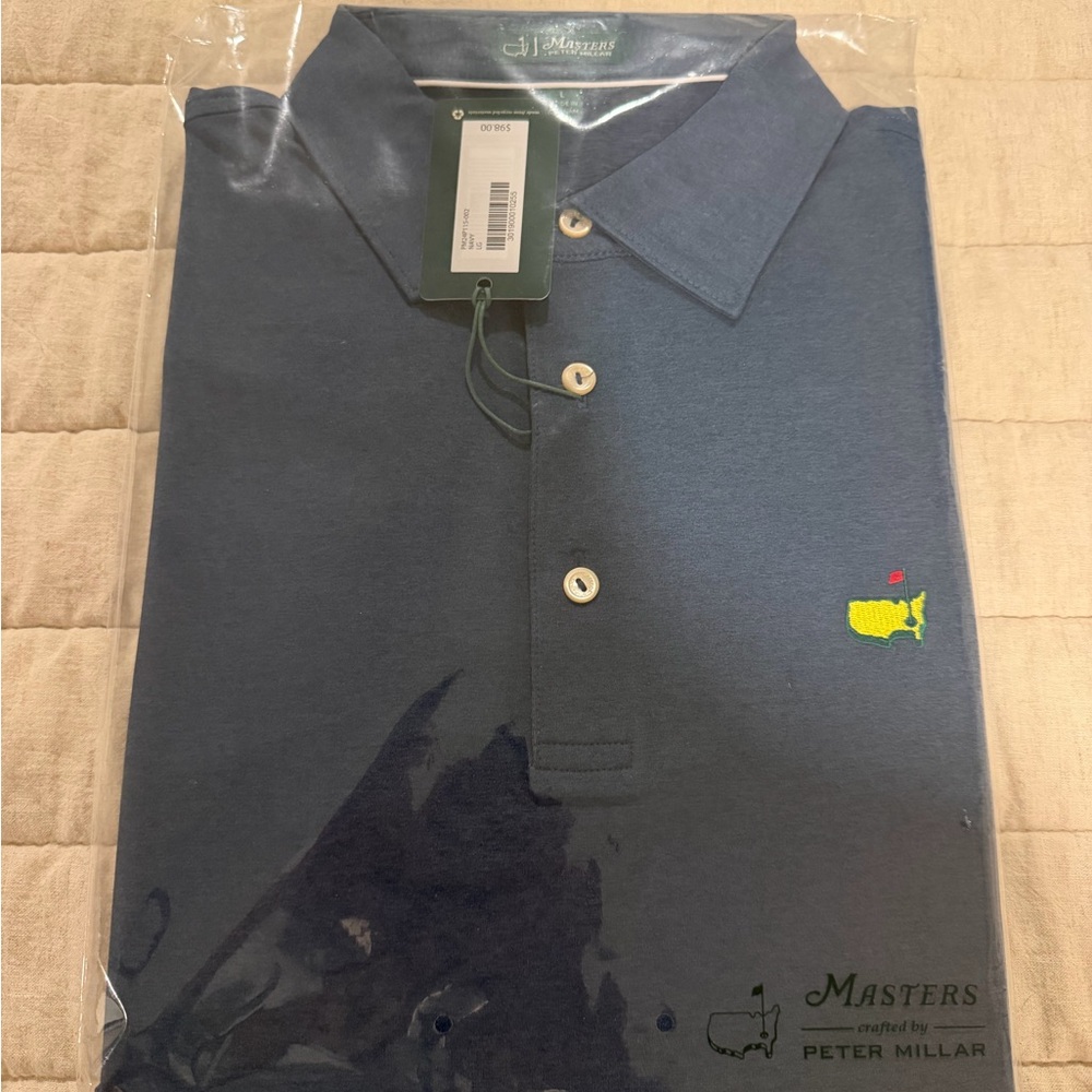 Peter Millar Navy Polo with Yellow Masters Logo